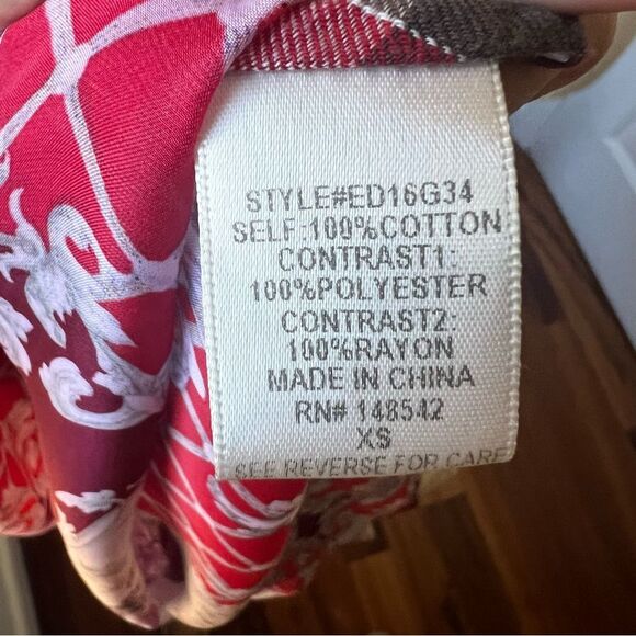 Aratta Silent Journey Floral Plaid Long Sleeve Pink Gray Button-Up Shirt Size XS - Picture 6 of 7